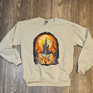 Cream Halloween Graphic  Sweater
